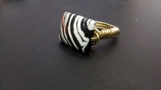 Zebra Turquise Gold Plated Copper Wire Ring